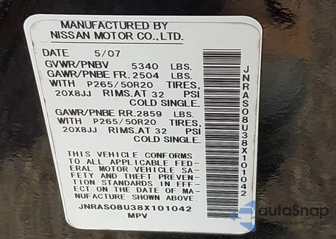 2008 Infiniti Fx35 z USA, uszkodzony, nr VIN JNRAS08U38X101042